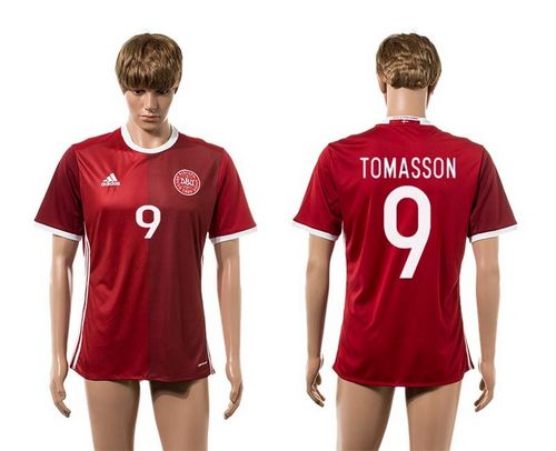 Danmark #9 Tomasson Red Home Soccer Country Jersey - Click Image to Close